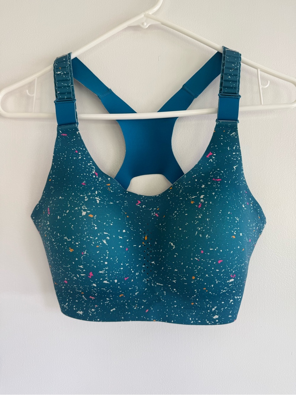 BROOKS Dare Racerback 2.0 High Impact Sports Bra Size 34D Lagoon Speckle Run